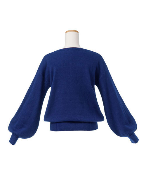 夢展望（ユメテンボウ）の「バルーン袖ニットトップス（ニット/セーター・レディース・ライトベージュ/サックスブルー/ボルドー/ライトホワイト/スモークピンク/ライトブラック/ピンク/ネイビー/チェリーピンク/ラベンダー/パープル系その他/テラコッタ・MEDIUM/LARGE）」の14枚目の写真