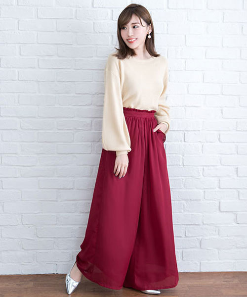 夢展望（ユメテンボウ）の「バルーン袖ニットトップス（ニット/セーター・レディース・ライトベージュ/サックスブルー/ボルドー/ライトホワイト/スモークピンク/ライトブラック/ピンク/ネイビー/チェリーピンク/ラベンダー/パープル系その他/テラコッタ・MEDIUM/LARGE）」の22枚目の写真