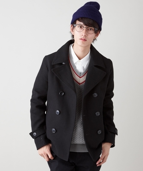 WEGO(ウィゴー)の「メルトンPコート(ピーコート・メンズ・ブラック/ダークグレー/ネイビー/キャメル/ワイン・SMALL/MEDIUM/LARGE/X-LARGE)」の12枚目の写真