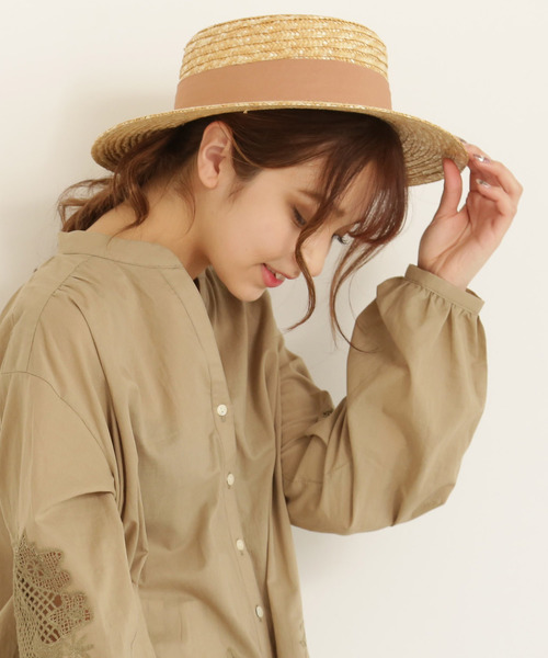 FREE'S MART（フリーズマート）の「ストローカンカン帽（ハット・レディース・ブラック/オレンジ・ﾌﾘ-）」の2枚目の写真