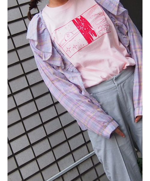 merry jenny（メリージェニー）の「charlie brown long tee（Tシャツ/カットソー・レディース・ブラック/オフホワイト/ピンク・FREE）」の3枚目の写真