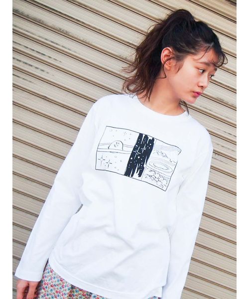 merry jenny（メリージェニー）の「charlie brown long tee（Tシャツ/カットソー・レディース・ブラック/オフホワイト/ピンク・FREE）」の11枚目の写真