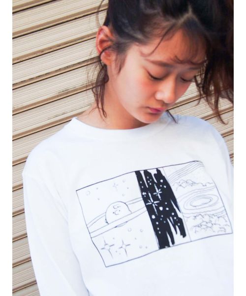 merry jenny（メリージェニー）の「charlie brown long tee（Tシャツ/カットソー・レディース・ブラック/オフホワイト/ピンク・FREE）」の7枚目の写真
