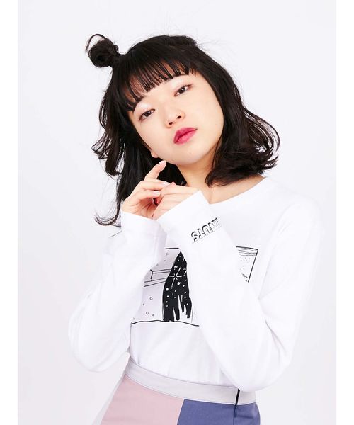 merry jenny（メリージェニー）の「charlie brown long tee（Tシャツ/カットソー・レディース・ブラック/オフホワイト/ピンク・FREE）」の13枚目の写真