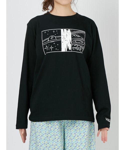 merry jenny（メリージェニー）の「charlie brown long tee（Tシャツ/カットソー・レディース・ブラック/オフホワイト/ピンク・FREE）」の4枚目の写真