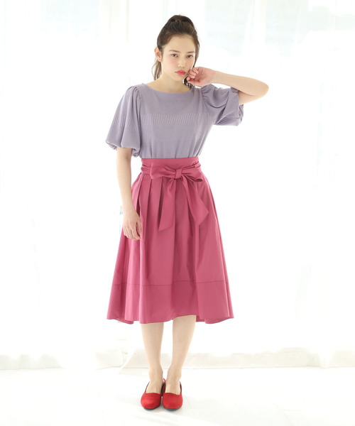 one after another NICE CLAUP(ワンアフターアナザーナイスクラップ)の「袖コンシャステレコTOPS(Tシャツ/カットソー・レディース・ブラック/オフホワイト/ブルーグレー/パープル・FREE)」の14枚目の写真