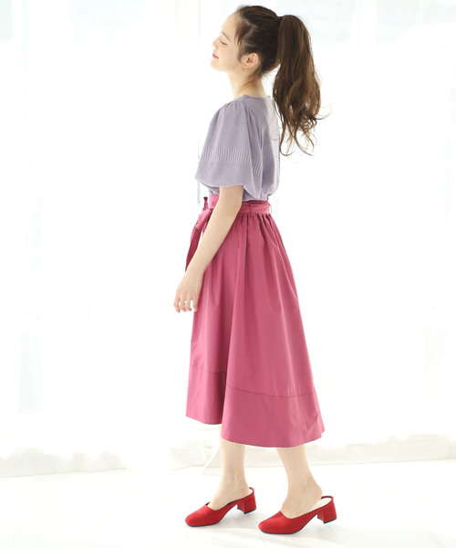 one after another NICE CLAUP(ワンアフターアナザーナイスクラップ)の「袖コンシャステレコTOPS(Tシャツ/カットソー・レディース・ブラック/オフホワイト/ブルーグレー/パープル・FREE)」の15枚目の写真