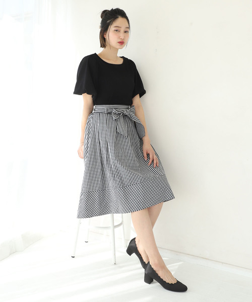 one after another NICE CLAUP(ワンアフターアナザーナイスクラップ)の「袖コンシャステレコTOPS(Tシャツ/カットソー・レディース・ブラック/オフホワイト/ブルーグレー/パープル・FREE)」の16枚目の写真