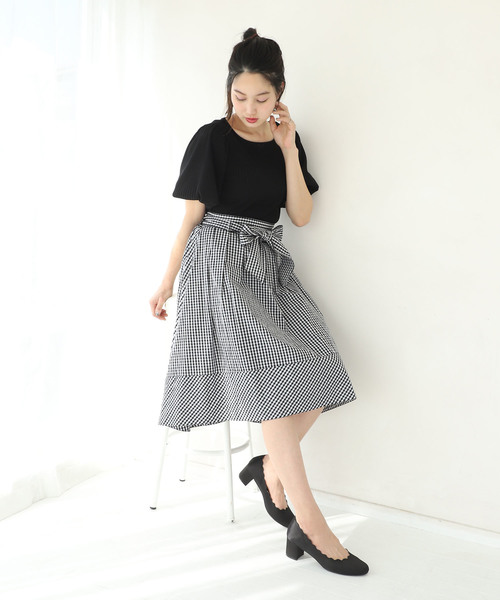 one after another NICE CLAUP(ワンアフターアナザーナイスクラップ)の「袖コンシャステレコTOPS(Tシャツ/カットソー・レディース・ブラック/オフホワイト/ブルーグレー/パープル・FREE)」の17枚目の写真