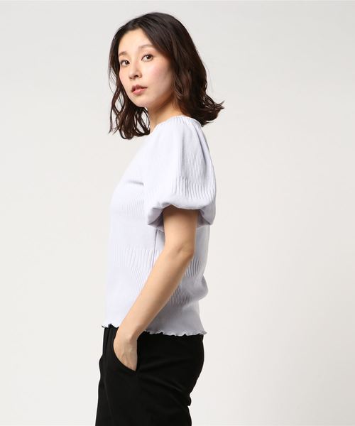 one after another NICE CLAUP(ワンアフターアナザーナイスクラップ)の「袖コンシャステレコTOPS(Tシャツ/カットソー・レディース・ブラック/オフホワイト/ブルーグレー/パープル・FREE)」の6枚目の写真