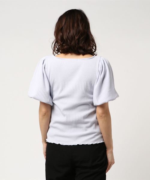 one after another NICE CLAUP(ワンアフターアナザーナイスクラップ)の「袖コンシャステレコTOPS(Tシャツ/カットソー・レディース・ブラック/オフホワイト/ブルーグレー/パープル・FREE)」の5枚目の写真