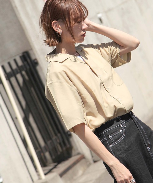 ZIP FIVE(ジップファイブ)の「【ZIP FIVE】半袖オープンカラーシャツ【開襟シャツ】 リラックスシャツ / オーバーサイズ ワイド ビッグ(シャツ/ブラウス・メンズ・ホワイト/ブラック/ベージュ/パープル/ブラック系その他/ブラウン系その他/イエロー系その他/ホワイト系その他/ブルー系その他/ベージュ系その他/ネイビー/ブラック系その他2/ホワイト系その他2/レッド系その他/ベージュ系その他2/ピンク系その他/ブラック系その他3/スモークピンク/グレイッシュブルー/ワイン/ターコイズブルー/グリーン系その他/ブラック系その他4/ブラック系その他5/ブラウン系その他2/ブラウン系その他3/ベージュ系その他3/ベージュ系その他4/イエロー系その他2/ブラウン系その他4/ベージュ系その他5/ブラウン系その他5/レッド系/ブラック系1/モカ/テラコッタ/ホワイト系/ブラック系・SMALL/MEDIUM/LARGE/X-LARGE)」の20枚目の写真