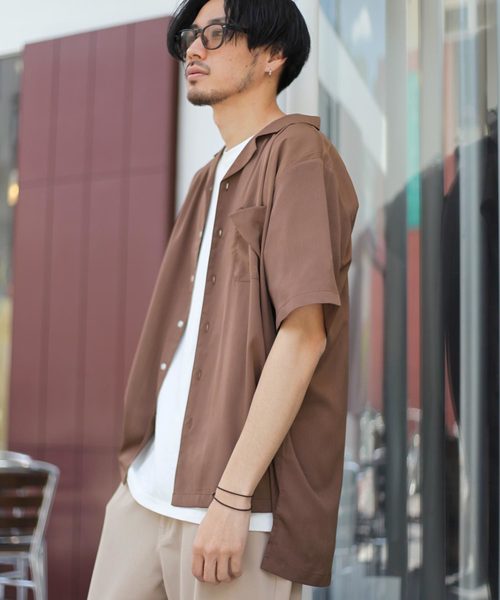 ZIP FIVE(ジップファイブ)の「【ZIP FIVE】半袖オープンカラーシャツ【開襟シャツ】 リラックスシャツ / オーバーサイズ ワイド ビッグ(シャツ/ブラウス・メンズ・ホワイト/ブラック/ベージュ/パープル/ブラック系その他/ブラウン系その他/イエロー系その他/ホワイト系その他/ブルー系その他/ベージュ系その他/ネイビー/ブラック系その他2/ホワイト系その他2/レッド系その他/ベージュ系その他2/ピンク系その他/ブラック系その他3/スモークピンク/グレイッシュブルー/ワイン/ターコイズブルー/グリーン系その他/ブラック系その他4/ブラック系その他5/ブラウン系その他2/ブラウン系その他3/ベージュ系その他3/ベージュ系その他4/イエロー系その他2/ブラウン系その他4/ベージュ系その他5/ブラウン系その他5/レッド系/ブラック系1/モカ/テラコッタ/ホワイト系/ブラック系・SMALL/MEDIUM/LARGE/X-LARGE)」の15枚目の写真