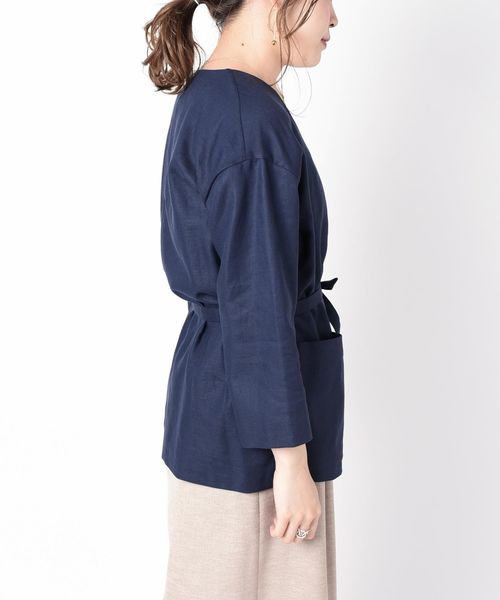 SHIPS(シップス)の「ノーカラーシャツジャケット◇(ノーカラージャケット・レディース・ナチュラル/ネイビー/イエロー系その他・ONE SIZE)」の9枚目の写真