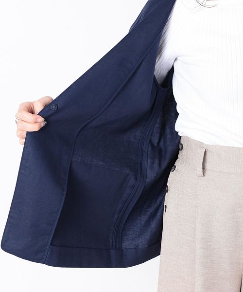 SHIPS(シップス)の「ノーカラーシャツジャケット◇(ノーカラージャケット・レディース・ナチュラル/ネイビー/イエロー系その他・ONE SIZE)」の10枚目の写真