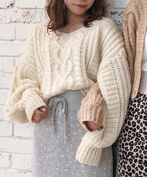 one after another NICE CLAUP | ハートキュンケーブルニット(ニット/セーター)