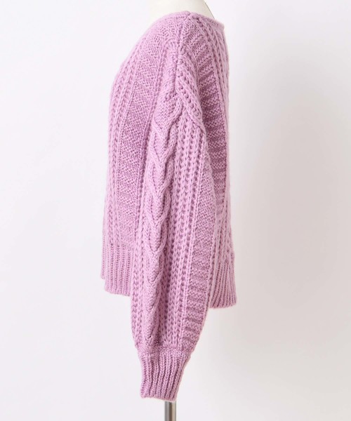 one after another NICE CLAUP（ワンアフターアナザーナイスクラップ）の「ハートキュンケーブルニット（ニット/セーター・レディース・アイボリー/ベージュ/サックスブルー/ピンク・FREE）」の7枚目の写真