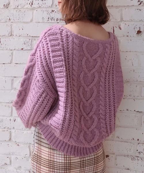 one after another NICE CLAUP（ワンアフターアナザーナイスクラップ）の「ハートキュンケーブルニット（ニット/セーター・レディース・アイボリー/ベージュ/サックスブルー/ピンク・FREE）」の11枚目の写真