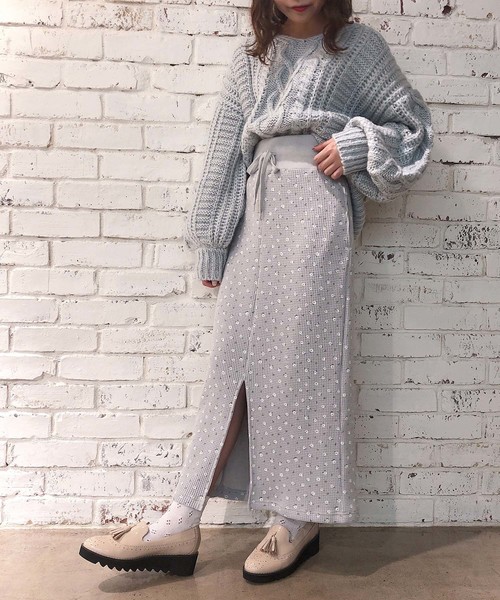 one after another NICE CLAUP（ワンアフターアナザーナイスクラップ）の「ハートキュンケーブルニット（ニット/セーター・レディース・アイボリー/ベージュ/サックスブルー/ピンク・FREE）」の15枚目の写真