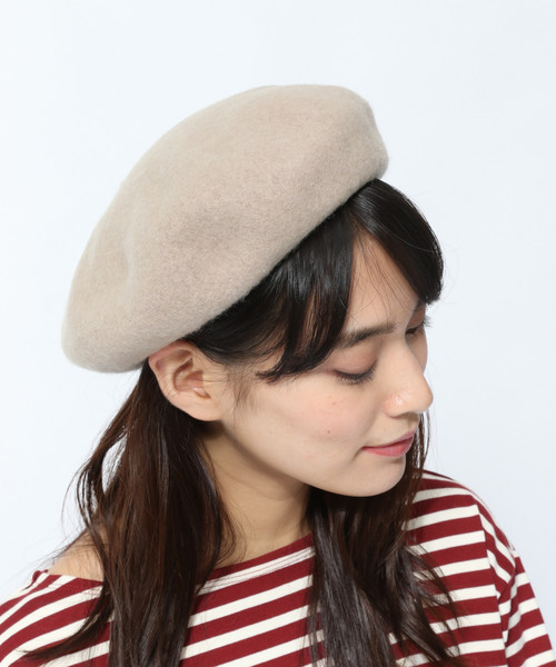 LAKOLE（ラコレ）の「ウール混バスクベレー帽 / LAKOLE（ハンチング/ベレー帽・レディース・ブラック/ベージュ/ブラウン/グレー/カーキ/ボルドー・FREE）」の4枚目の写真