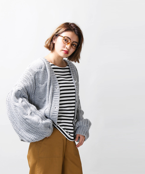 WEGO（ウィゴー）の「WEGO/ロービングショートカーディガン（カーディガン/ボレロ・レディース・杢グレー/パープル系その他/ライトベージュ/ライトブラウン・FREE）」の18枚目の写真