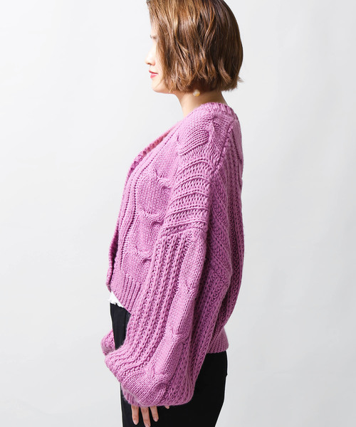 WEGO（ウィゴー）の「WEGO/ロービングショートカーディガン（カーディガン/ボレロ・レディース・杢グレー/パープル系その他/ライトベージュ/ライトブラウン・FREE）」の14枚目の写真