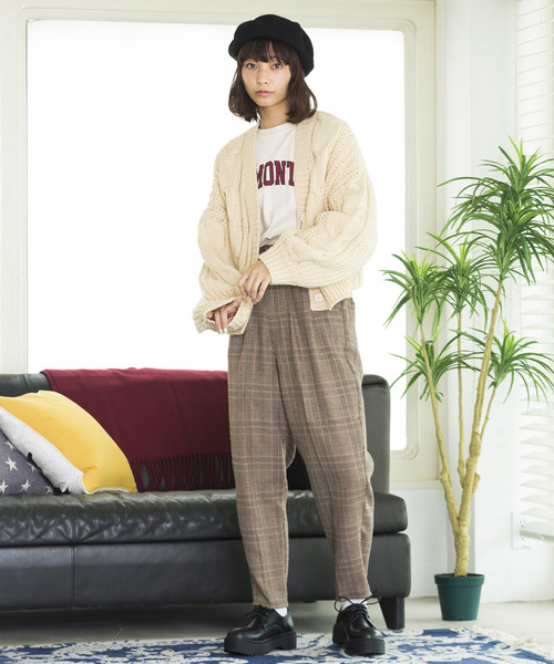 WEGO（ウィゴー）の「WEGO/ロービングショートカーディガン（カーディガン/ボレロ・レディース・杢グレー/パープル系その他/ライトベージュ/ライトブラウン・FREE）」の22枚目の写真