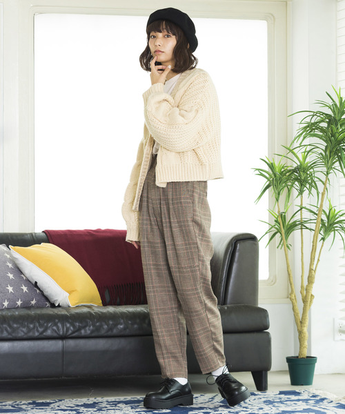 WEGO（ウィゴー）の「WEGO/ロービングショートカーディガン（カーディガン/ボレロ・レディース・杢グレー/パープル系その他/ライトベージュ/ライトブラウン・FREE）」の21枚目の写真