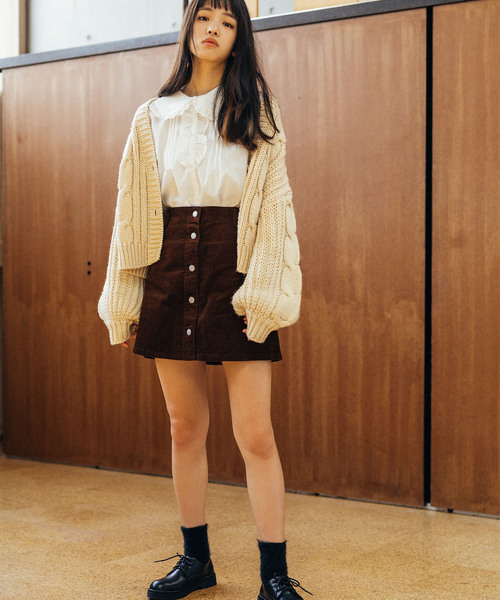 WEGO（ウィゴー）の「WEGO/ロービングショートカーディガン（カーディガン/ボレロ・レディース・杢グレー/パープル系その他/ライトベージュ/ライトブラウン・FREE）」の7枚目の写真