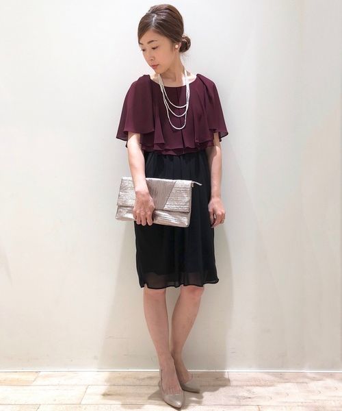 YECCA VECCA（イェッカヴェッカ）の「ネックレス付きドレス（ワンピース・レディース・ベージュ/ネイビー/ピンク/グリーン/パープル・M）」の5枚目の写真