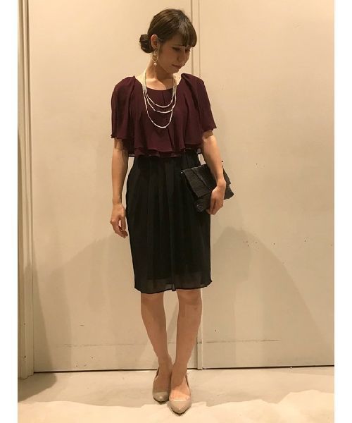 YECCA VECCA（イェッカヴェッカ）の「ネックレス付きドレス（ワンピース・レディース・ベージュ/ネイビー/ピンク/グリーン/パープル・M）」の18枚目の写真