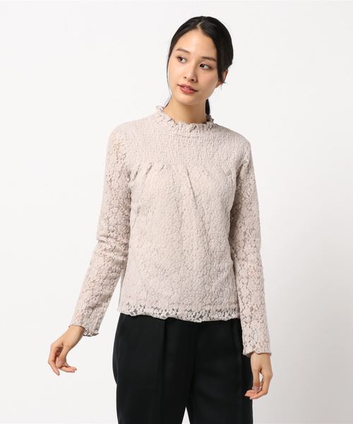YECCA VECCA（イェッカヴェッカ）の「・起毛レースハイネックブラウス（シャツ/ブラウス・レディース・ブラック/ベージュ/アイボリー・FREE）」の3枚目の写真