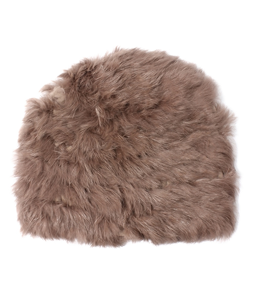 NANO universe（ナノユニバース）の「FERRUCCIO VECCHI/NU/ラビットファーニット帽（ニットキャップ/ビーニー・レディース・グレー/ベージュ・FREE）」の3枚目の写真