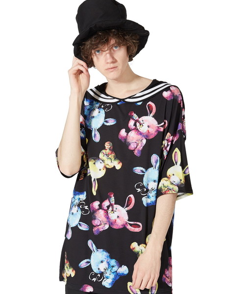 ankoROCK(アンコロック)の「ダーティーラビッツラインセーラーTシャツ -メガビッグ-(Tシャツ/カットソー・レディース・A・ONE SIZE)」の5枚目の写真