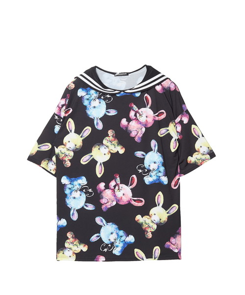 ankoROCK(アンコロック)の「ダーティーラビッツラインセーラーTシャツ -メガビッグ-(Tシャツ/カットソー・レディース・A・ONE SIZE)」の7枚目の写真