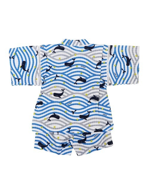 KP DECO（ケーピーデコ）の「くじら柄甚平(100-110cm)（浴衣・キッズ・ブルー・100cm/110cm）」の2枚目の写真