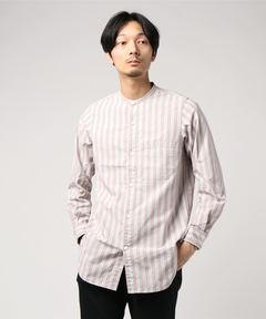 ストライプスタンドカラーシャツ