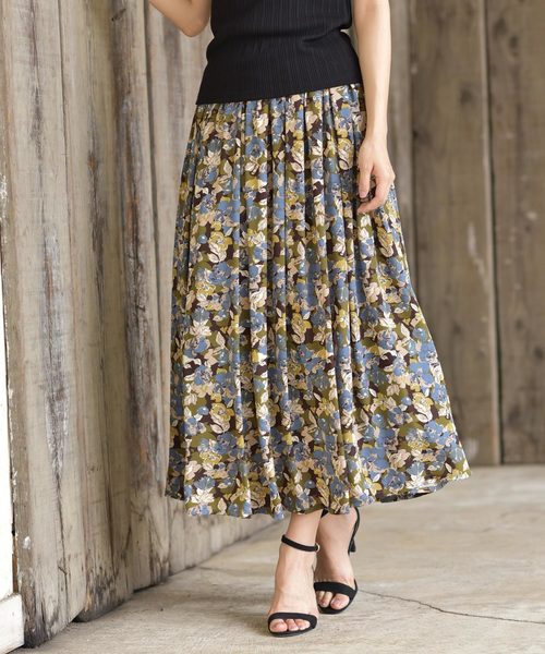 rps（アールピーエス）の「プリントロングスカート（スカート・レディース・グレー/ベージュ/ブラウン/ブルー/ブルー系その他2/ネイビー/オレンジ・M）」の2枚目の写真
