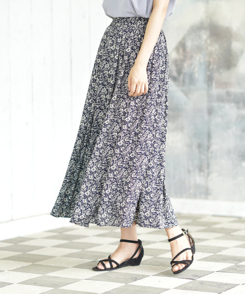 rps（アールピーエス）の「プリントロングスカート（スカート・レディース・グレー/ベージュ/ブラウン/ブルー/ブルー系その他2/ネイビー/オレンジ・M）」の12枚目の写真