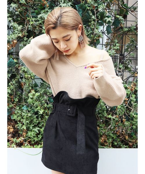 EMODA（エモダ）の「2WAYストラップレディニット（ニット/セーター・レディース・ブラック/ベージュ/ブラウン/オレンジ/ブルー・FREE）」の7枚目の写真