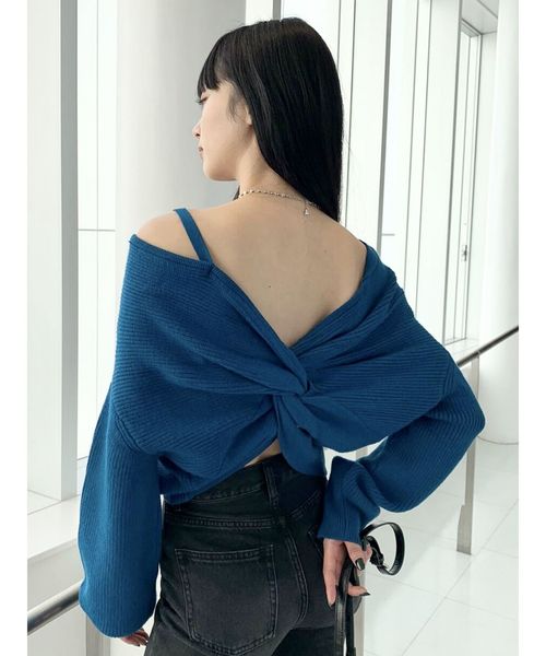 EMODA（エモダ）の「2WAYストラップレディニット（ニット/セーター・レディース・ブラック/ベージュ/ブラウン/オレンジ/ブルー・FREE）」の10枚目の写真