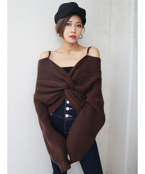 EMODA（エモダ）の「2WAYストラップレディニット（ニット/セーター・レディース・ブラック/ベージュ/ブラウン/オレンジ/ブルー・FREE）」の15枚目の写真