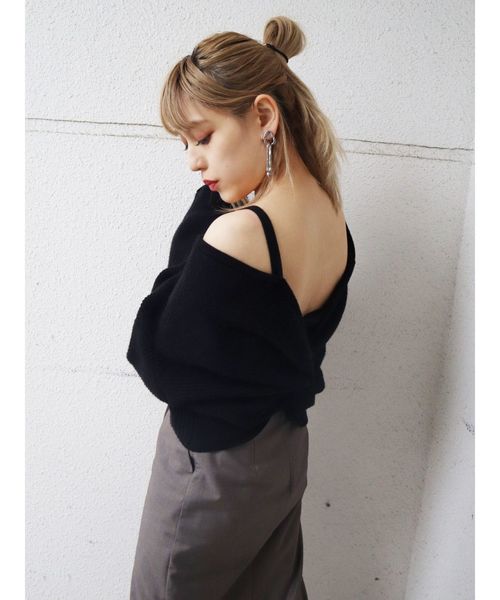 EMODA（エモダ）の「2WAYストラップレディニット（ニット/セーター・レディース・ブラック/ベージュ/ブラウン/オレンジ/ブルー・FREE）」の18枚目の写真