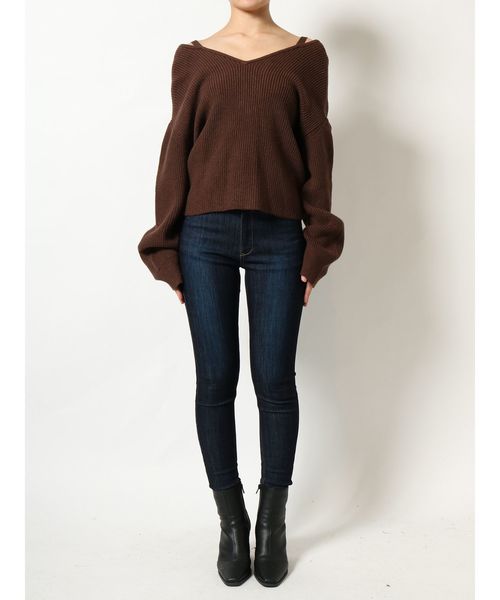 EMODA（エモダ）の「2WAYストラップレディニット（ニット/セーター・レディース・ブラック/ベージュ/ブラウン/オレンジ/ブルー・FREE）」の21枚目の写真