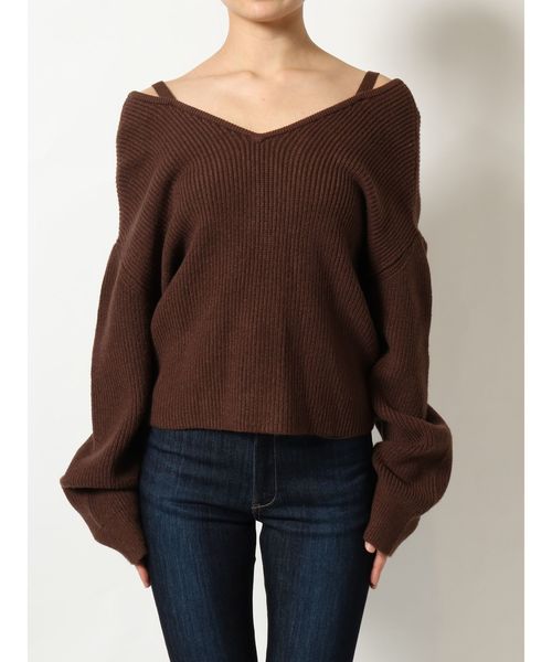 EMODA（エモダ）の「2WAYストラップレディニット（ニット/セーター・レディース・ブラック/ベージュ/ブラウン/オレンジ/ブルー・FREE）」の22枚目の写真