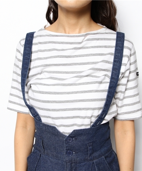 WEGO（ウィゴー）の「WEGO/サスペンダー付ハイウエストタックパンツ（デニムパンツ・レディース・インディゴブルー/ダークインディゴブルー・FREE）」の7枚目の写真