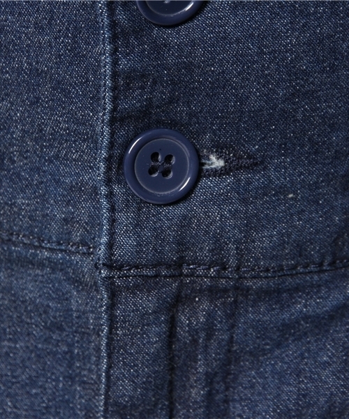 WEGO（ウィゴー）の「WEGO/サスペンダー付ハイウエストタックパンツ（デニムパンツ・レディース・インディゴブルー/ダークインディゴブルー・FREE）」の10枚目の写真