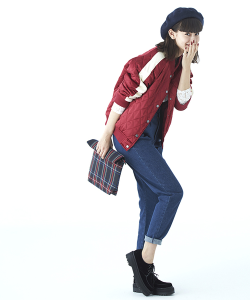 WEGO（ウィゴー）の「WEGO/サスペンダー付ハイウエストタックパンツ（デニムパンツ・レディース・インディゴブルー/ダークインディゴブルー・FREE）」の13枚目の写真