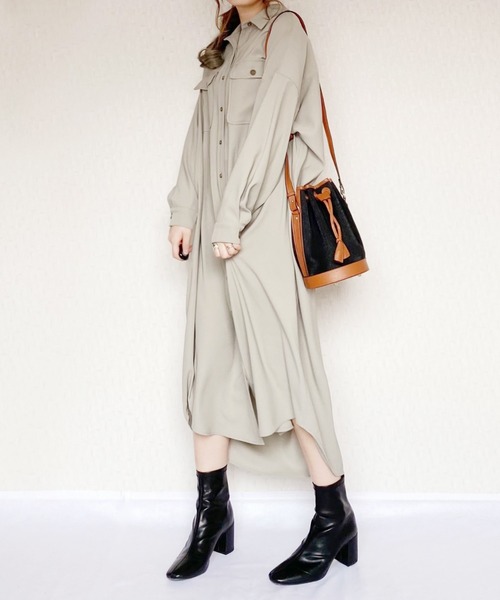 セール ワークテイストシャツワンピース シャツワンピース Azul Azul Encanto アズールエンカント のファッション