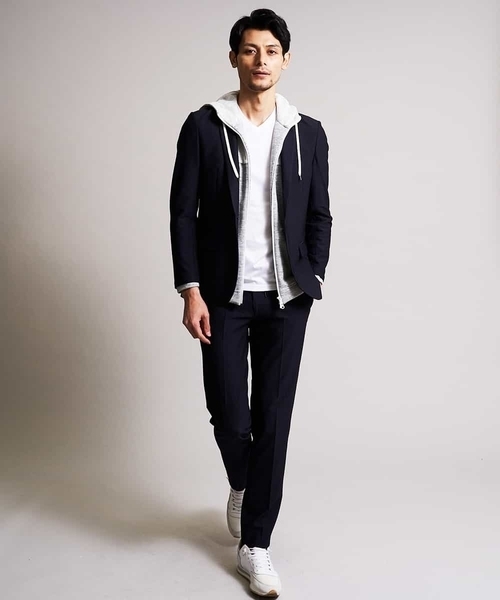 MICHEL KLEIN HOMME   （ミッシェルクランオム）の「【洗える】ジャケット（MYトリコサッカー）（セットアップ・メンズ・ネイビー/グレー・46/48）」の18枚目の写真